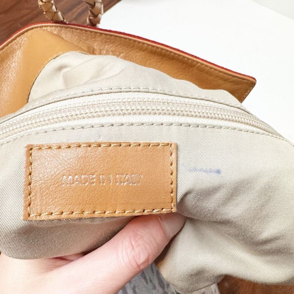 BURBERRY Suede Haymarket Check Horn Toggle Braided Leather Shoulder Bag Red - Picture 13 of 14